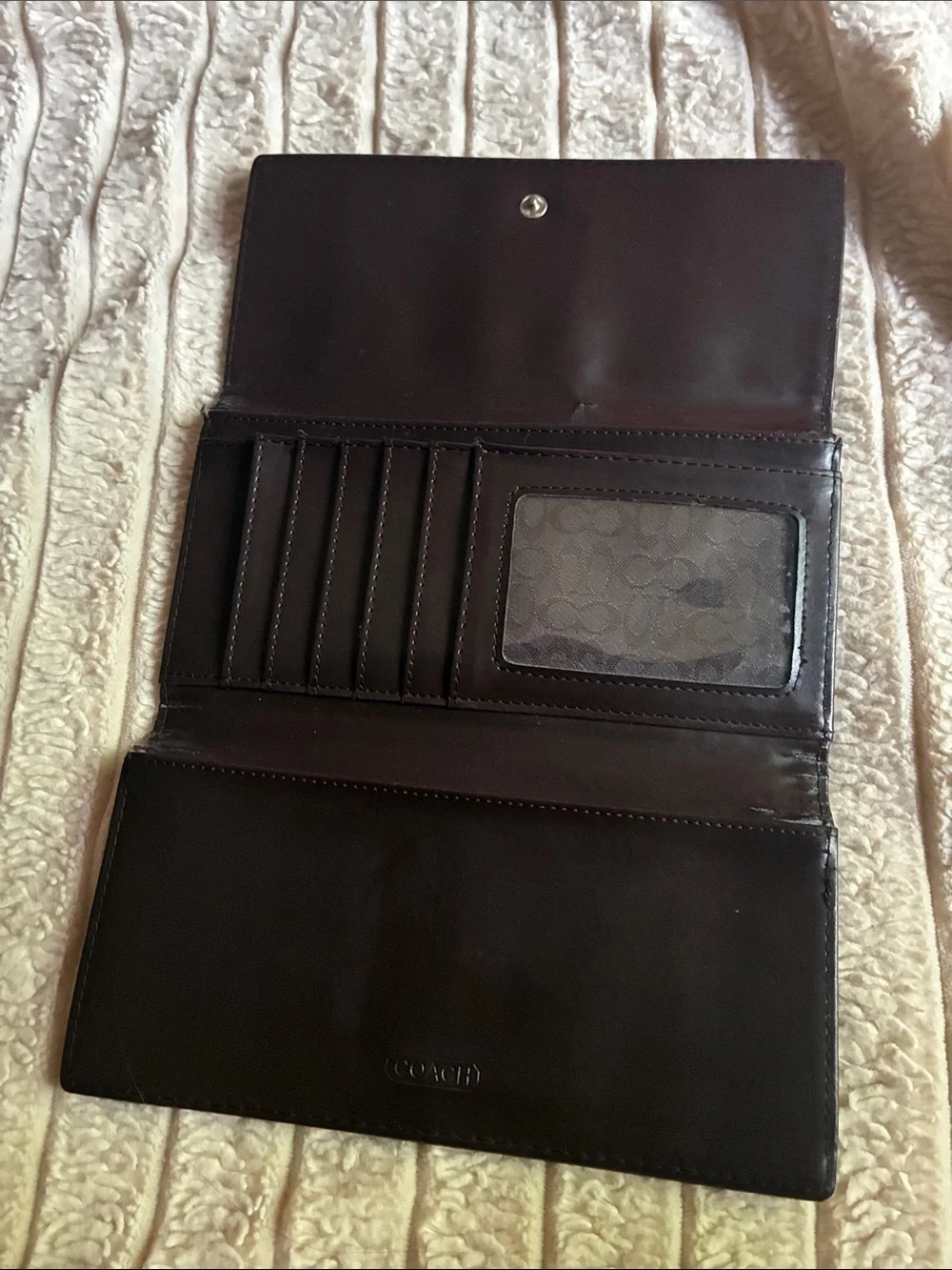 Coach Brown Signature Jacquard Continental Wallet - Picture 2 of 4